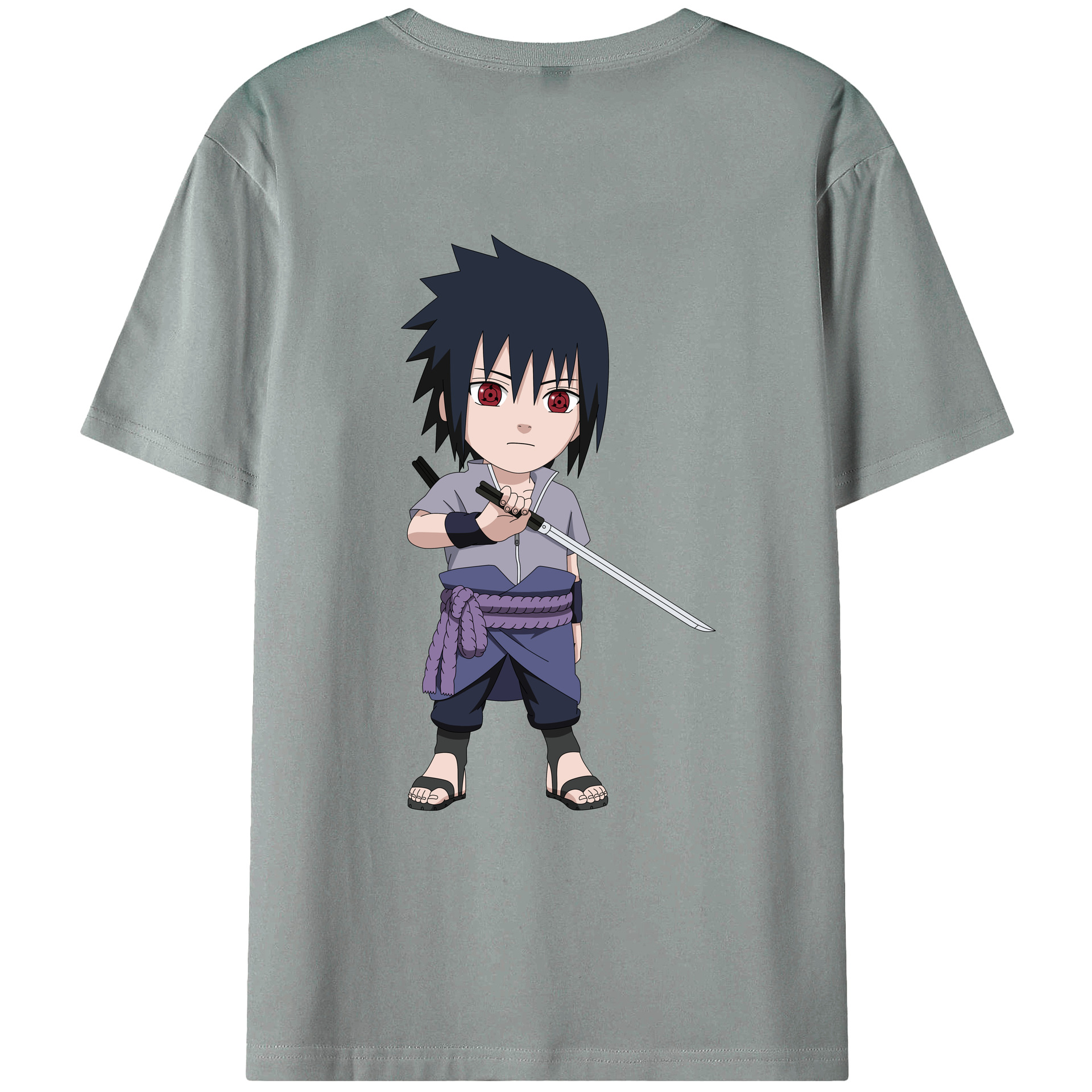（画像用） NARUTO -ナルト- うちは サスケ Uchiha Sasuke 綿100％ メンズ半袖Tシャツ（バックプリント） 通気性
